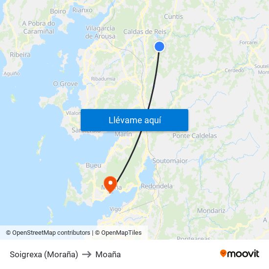 Soigrexa (Moraña) to Moaña map