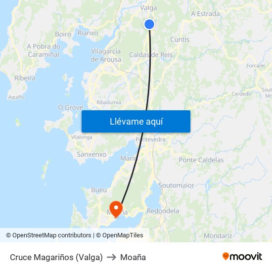 Cruce Magariños (Valga) to Moaña map