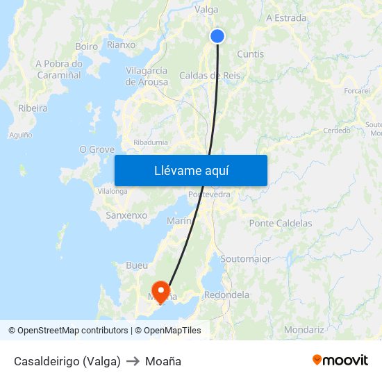 Casaldeirigo (Valga) to Moaña map