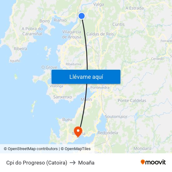 Cpi do Progreso (Catoira) to Moaña map