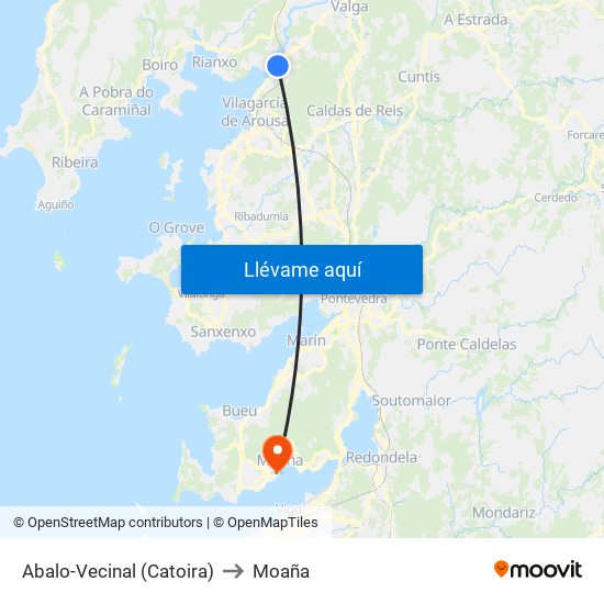 Abalo-Vecinal (Catoira) to Moaña map