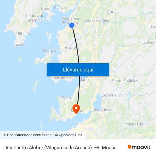 Ies Castro Alobre (Vilagarcía de Arousa) to Moaña map