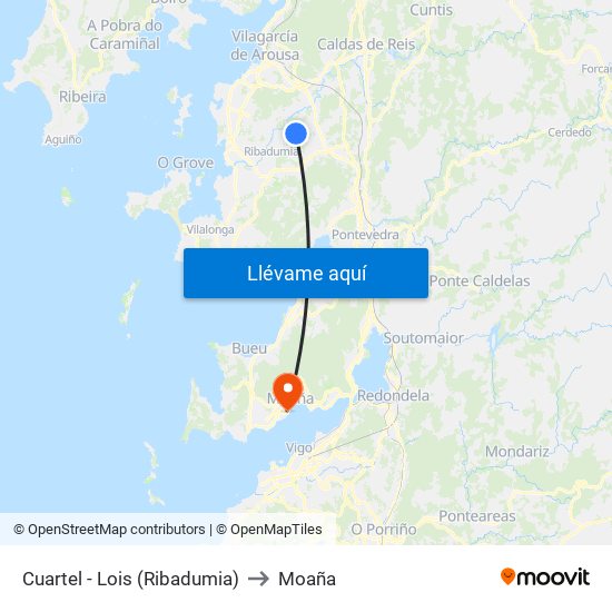 Cuartel - Lois (Ribadumia) to Moaña map