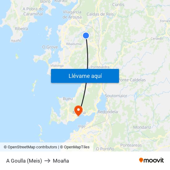 A Goulla (Meis) to Moaña map