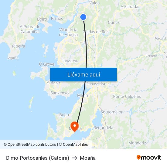 Dimo-Portocanles (Catoira) to Moaña map