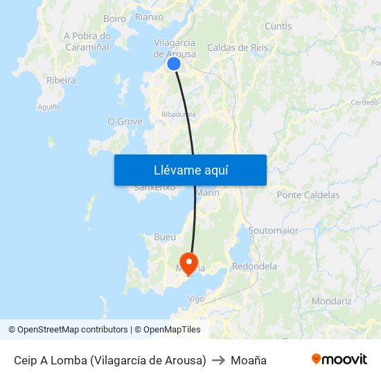 Ceip A Lomba (Vilagarcía de Arousa) to Moaña map