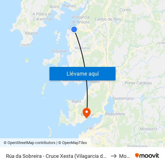 Rúa da Sobreira - Cruce Xesta (Vilagarcía de Arousa) to Moaña map