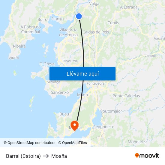 Barral (Catoira) to Moaña map