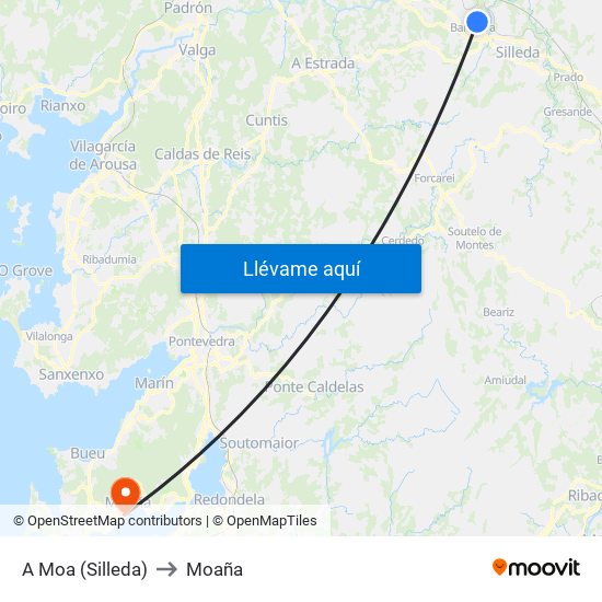 A Moa (Silleda) to Moaña map