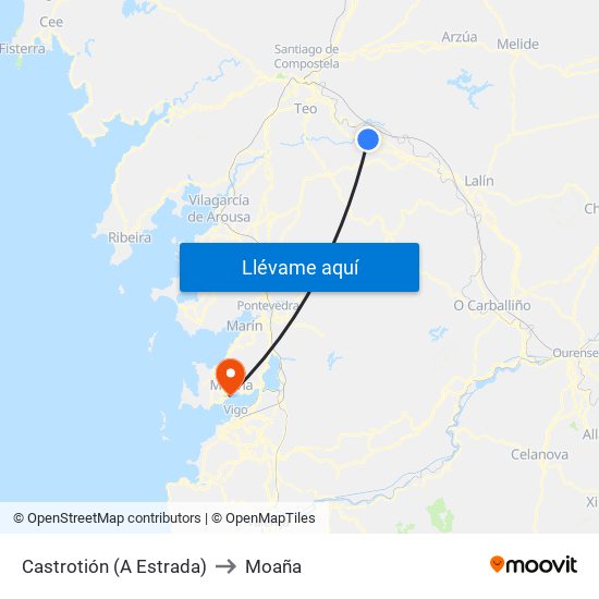 Castrotión (A Estrada) to Moaña map