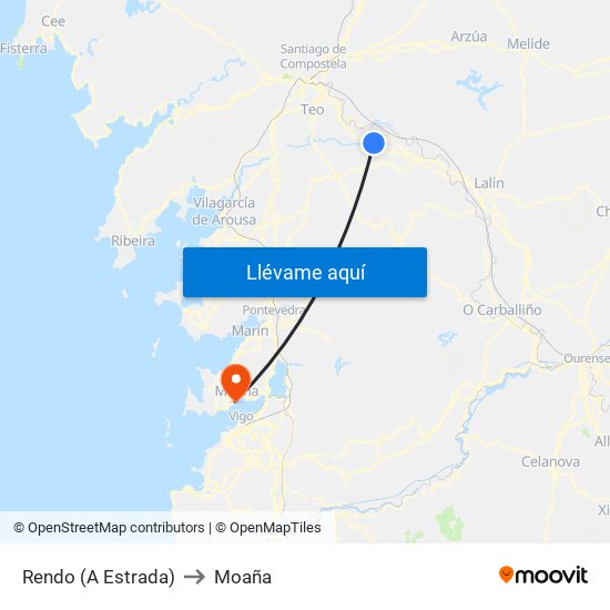 Rendo (A Estrada) to Moaña map
