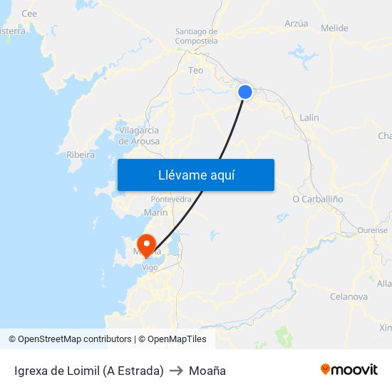 Igrexa de Loimil (A Estrada) to Moaña map