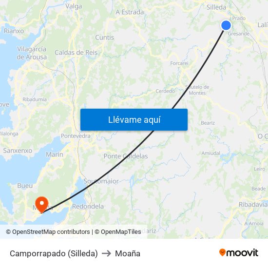 Camporrapado (Silleda) to Moaña map