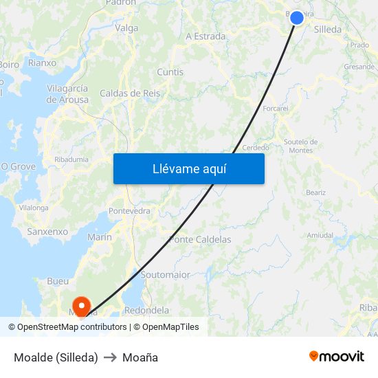 Moalde (Silleda) to Moaña map