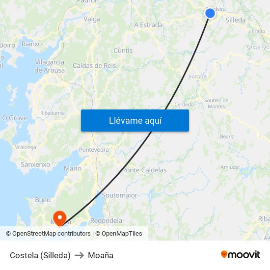 Costela (Silleda) to Moaña map