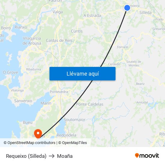 Requeixo (Silleda) to Moaña map