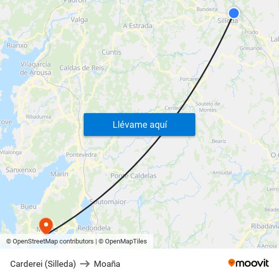 Carderei (Silleda) to Moaña map