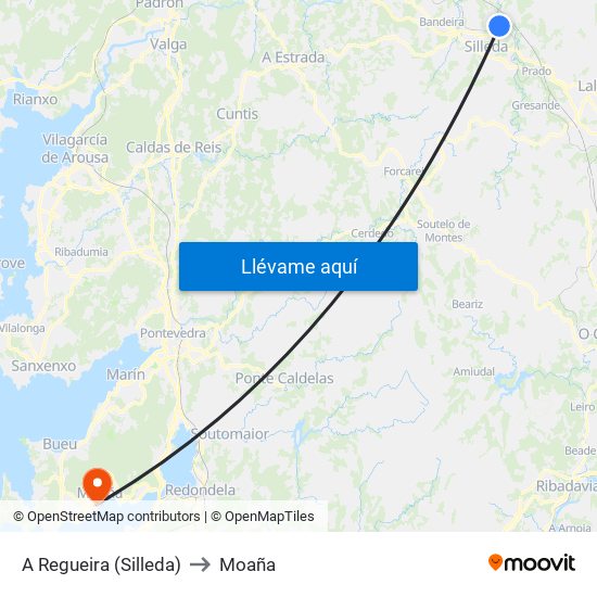 A Regueira (Silleda) to Moaña map