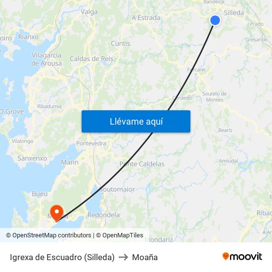 Igrexa de Escuadro (Silleda) to Moaña map