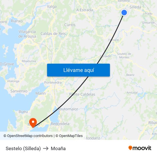 Sestelo (Silleda) to Moaña map