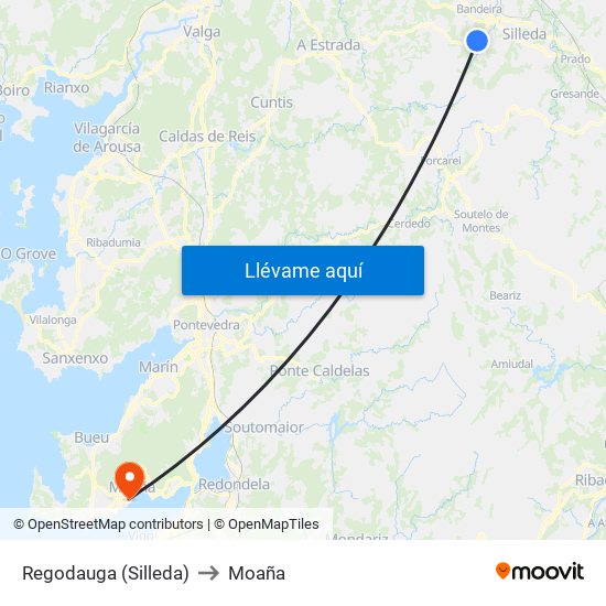 Regodauga (Silleda) to Moaña map