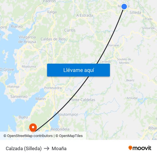 Calzada (Silleda) to Moaña map