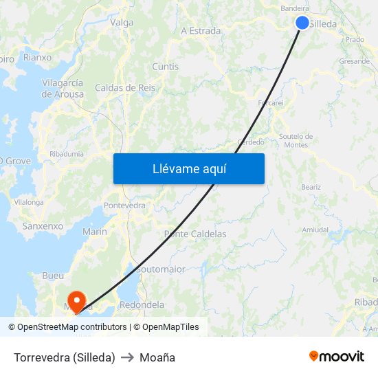 Torrevedra (Silleda) to Moaña map