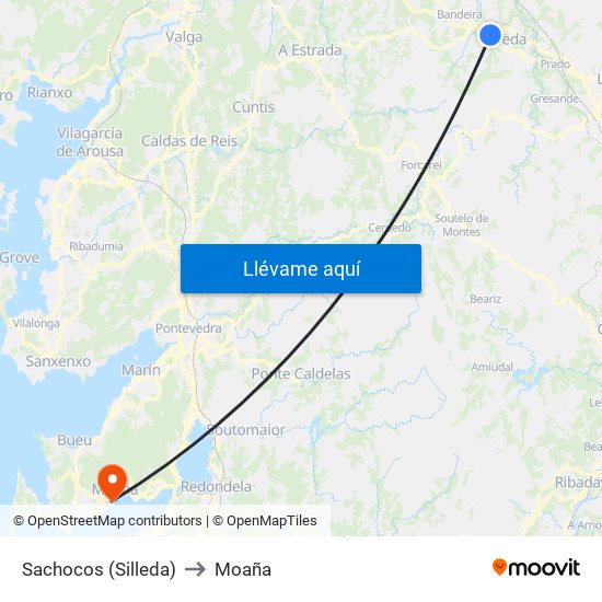 Sachocos (Silleda) to Moaña map