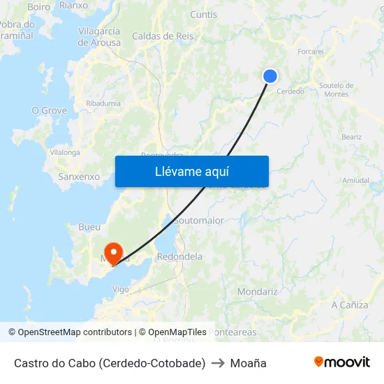Castro do Cabo (Cerdedo-Cotobade) to Moaña map