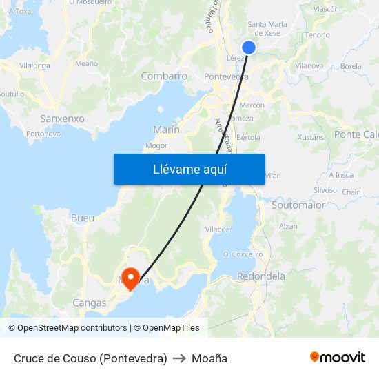 Cruce de Couso (Pontevedra) to Moaña map