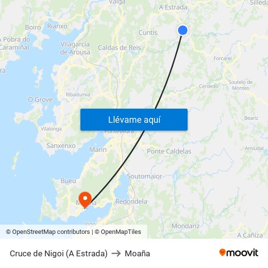 Cruce de Nigoi (A Estrada) to Moaña map