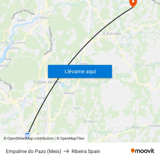 Empalme do Pazo (Meis) to Ribeira Spain map