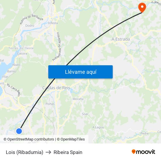 Lois (Ribadumia) to Ribeira Spain map