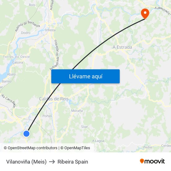 Vilanoviña (Meis) to Ribeira Spain map