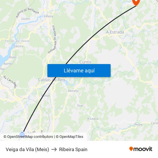Veiga da Vila (Meis) to Ribeira Spain map