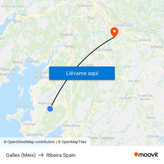 Galles (Meis) to Ribeira Spain map