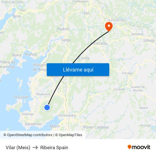 Vilar (Meis) to Ribeira Spain map