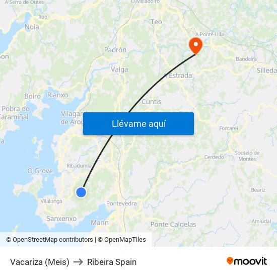 Vacariza (Meis) to Ribeira Spain map