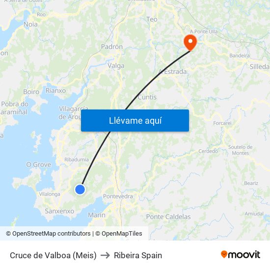 Cruce de Valboa (Meis) to Ribeira Spain map