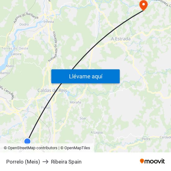 Porrelo (Meis) to Ribeira Spain map