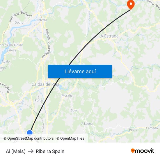 Ai (Meis) to Ribeira Spain map