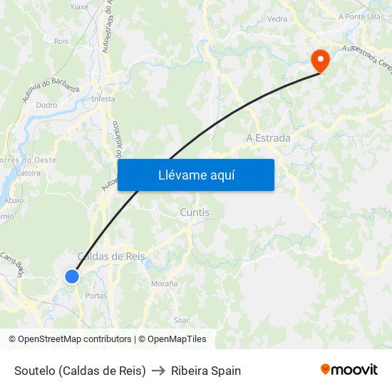Soutelo (Caldas de Reis) to Ribeira Spain map