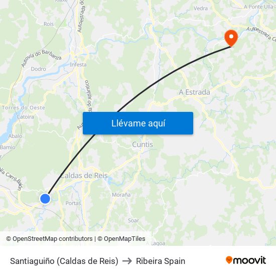 Santiaguiño (Caldas de Reis) to Ribeira Spain map