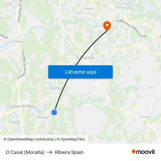 O Casal (Moraña) to Ribeira Spain map