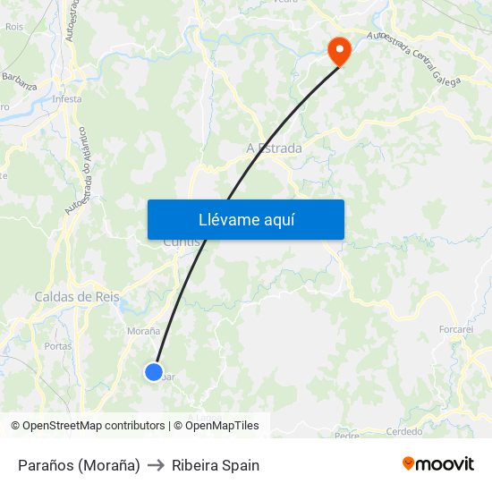 Paraños (Moraña) to Ribeira Spain map