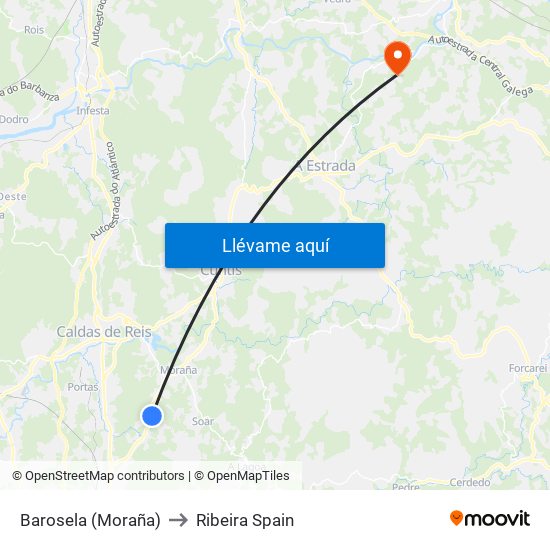 Barosela (Moraña) to Ribeira Spain map