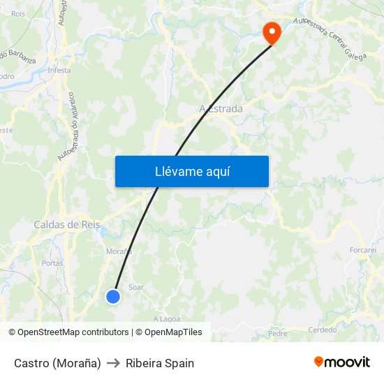 Castro (Moraña) to Ribeira Spain map