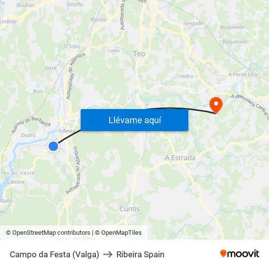 Campo da Festa (Valga) to Ribeira Spain map