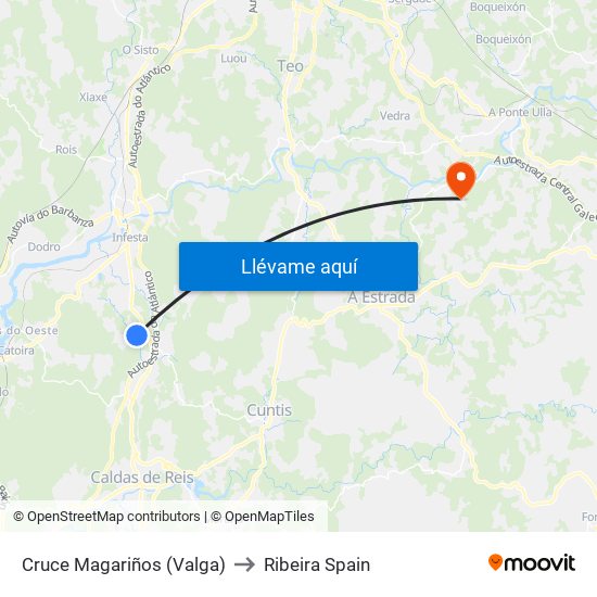 Cruce Magariños (Valga) to Ribeira Spain map