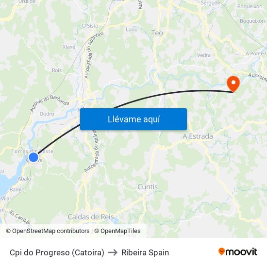 Cpi do Progreso (Catoira) to Ribeira Spain map